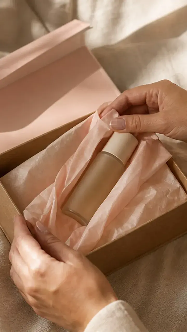 Unbranded beauty product being unboxed