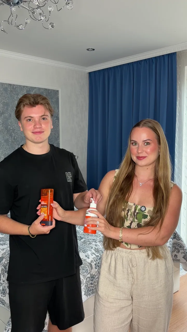 Sofiya introducing L'Oréal Men Expert shower gel with a male model